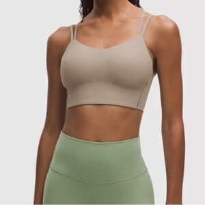 ❤️ Like a Cloud Longline Bra Ribbed Light Support, Warm Ash Grey Size 8 New